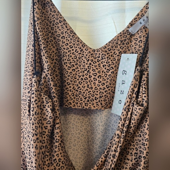 GAZE Leopard Print Women's Top, Large, Spaghetti Strap Tank Top Soft NWT - Picture 4 of 5